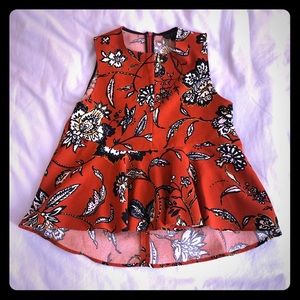 Topshop floral peplum blouse